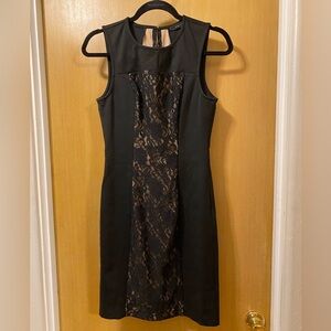 BCBGMaxAzria Sleeveless Black Bodycon Mini Dress with Lace